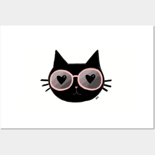 Black Cat With Sunnies Posters and Art